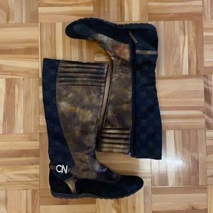 Branded Over-the-Knee Brown and Black Women's Boots